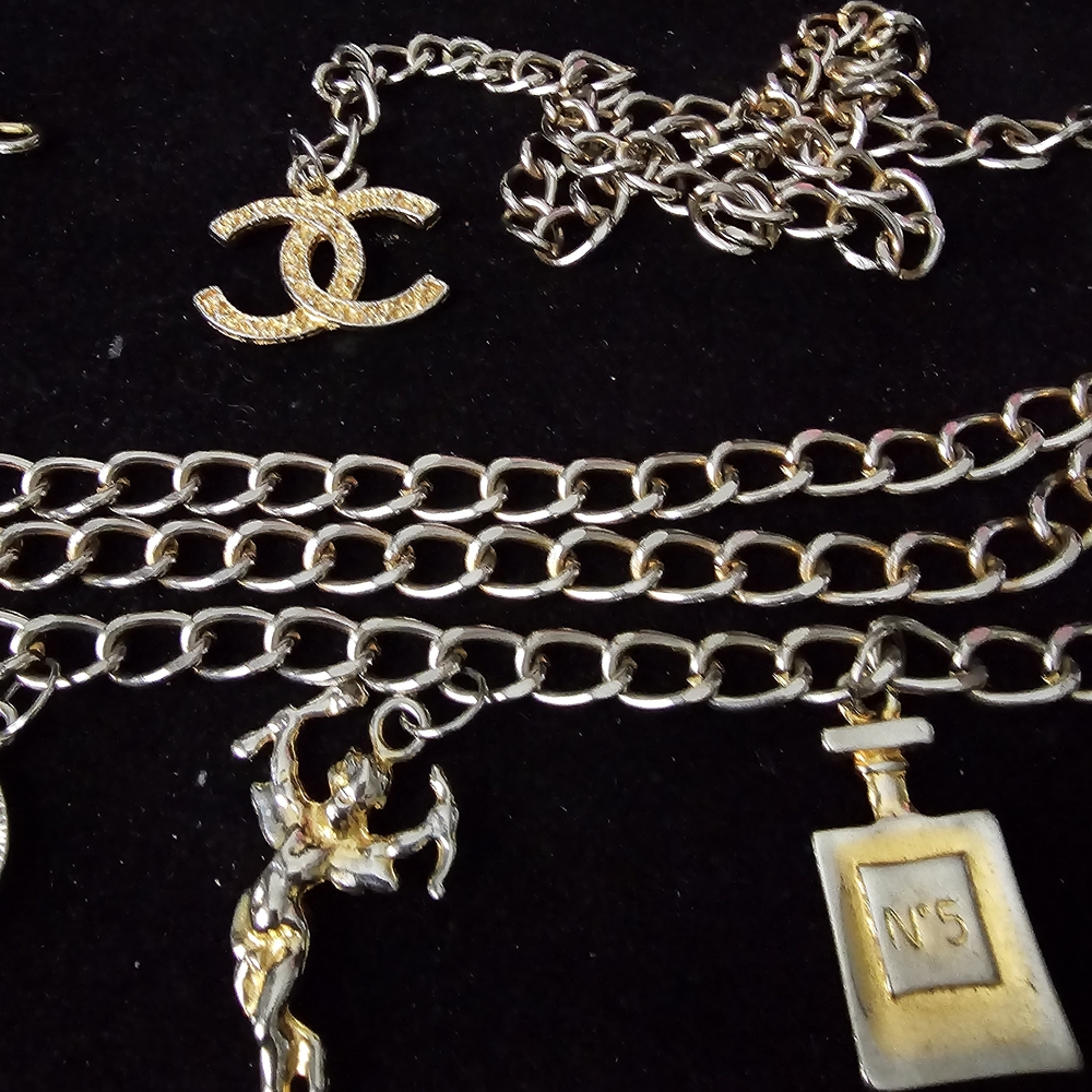 SILVER Chain Belt with GOLD Charms CC